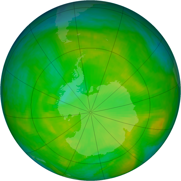 Antarctic ozone map for 10 December 1982